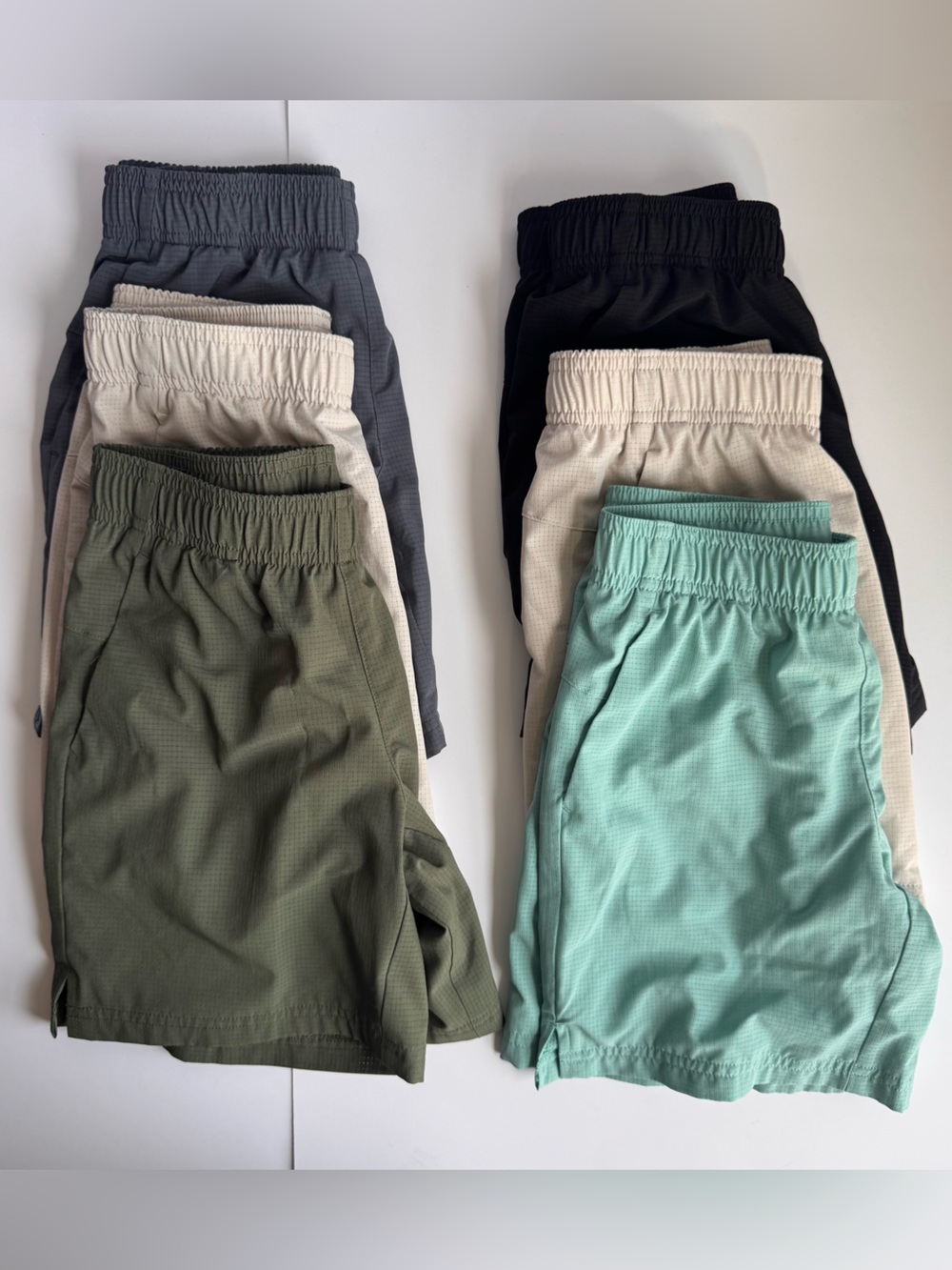 all in motion Boys Textured Woven Shorts 6 pairs  - Olive, Cream, Black, etc.